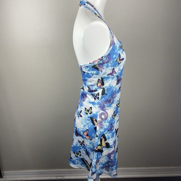 Delias Size L UR Highway to heaven halter butterfly retro 90s y2k print dress - Picture 4 of 9